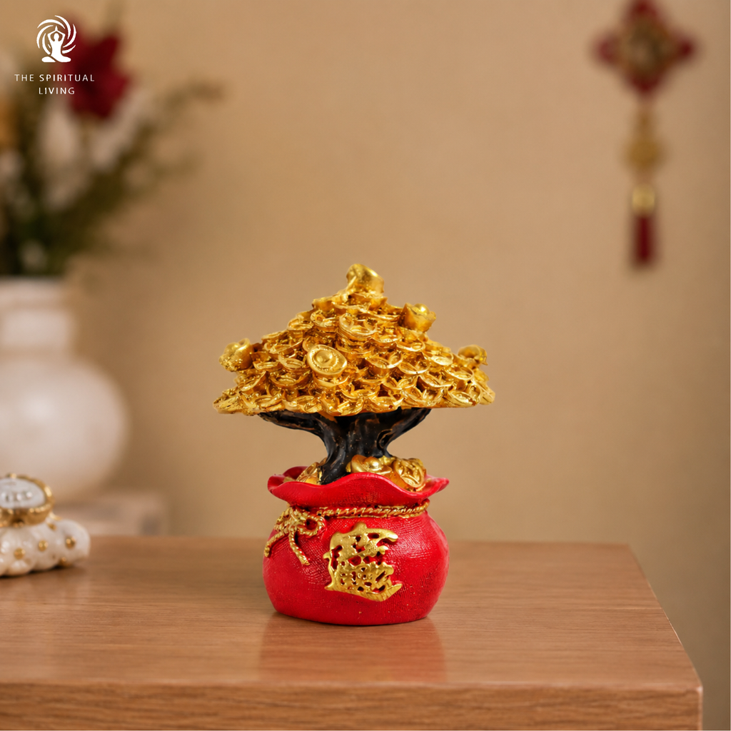 Golden Money Tree | 3 Inch |Yuan Bao Overflowing Wealth Vase |Money Attraction | Prosperity|