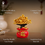 Golden Money Tree | 3 Inch |Yuan Bao Overflowing Wealth Vase |Money Attraction | Prosperity|