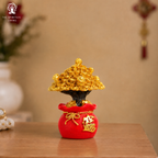 Golden Money Tree | 3 Inch |Yuan Bao Overflowing Wealth Vase |Money Attraction | Prosperity|