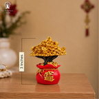 Golden Money Tree | 3 Inch |Yuan Bao Overflowing Wealth Vase |Money Attraction | Prosperity|