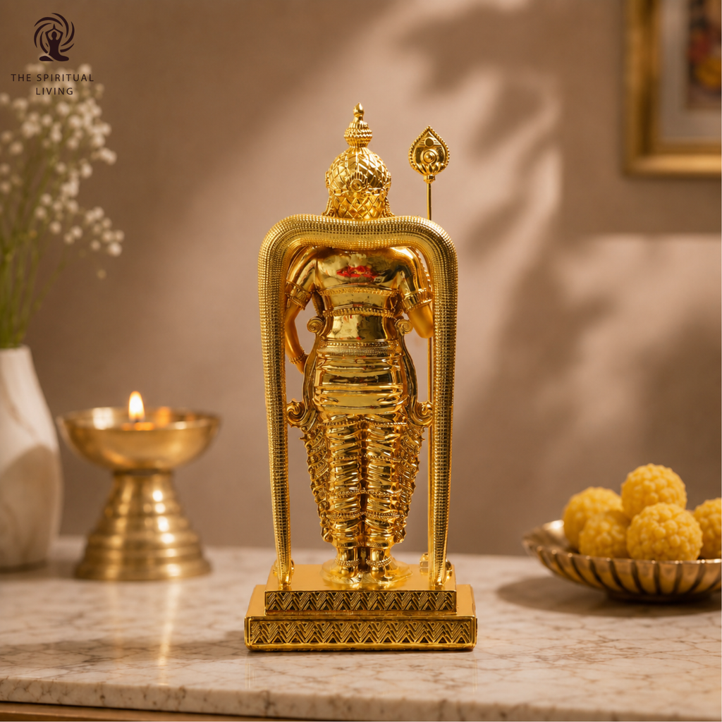 Murugan Statue for Pooja | 9 Inch |  Gold Plated | Vilakku | Kartikeya| God Statue | Silai | Skanda Swamy Murti