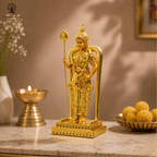 Murugan Statue for Pooja | 9 Inch |  Gold Plated | Vilakku | Kartikeya| God Statue | Silai | Skanda Swamy Murti
