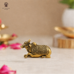 Brass Nandi Idol Miniature | 1.5 Inch | Small Size | Vastu Decor | Pital | Decorative Showpiece |