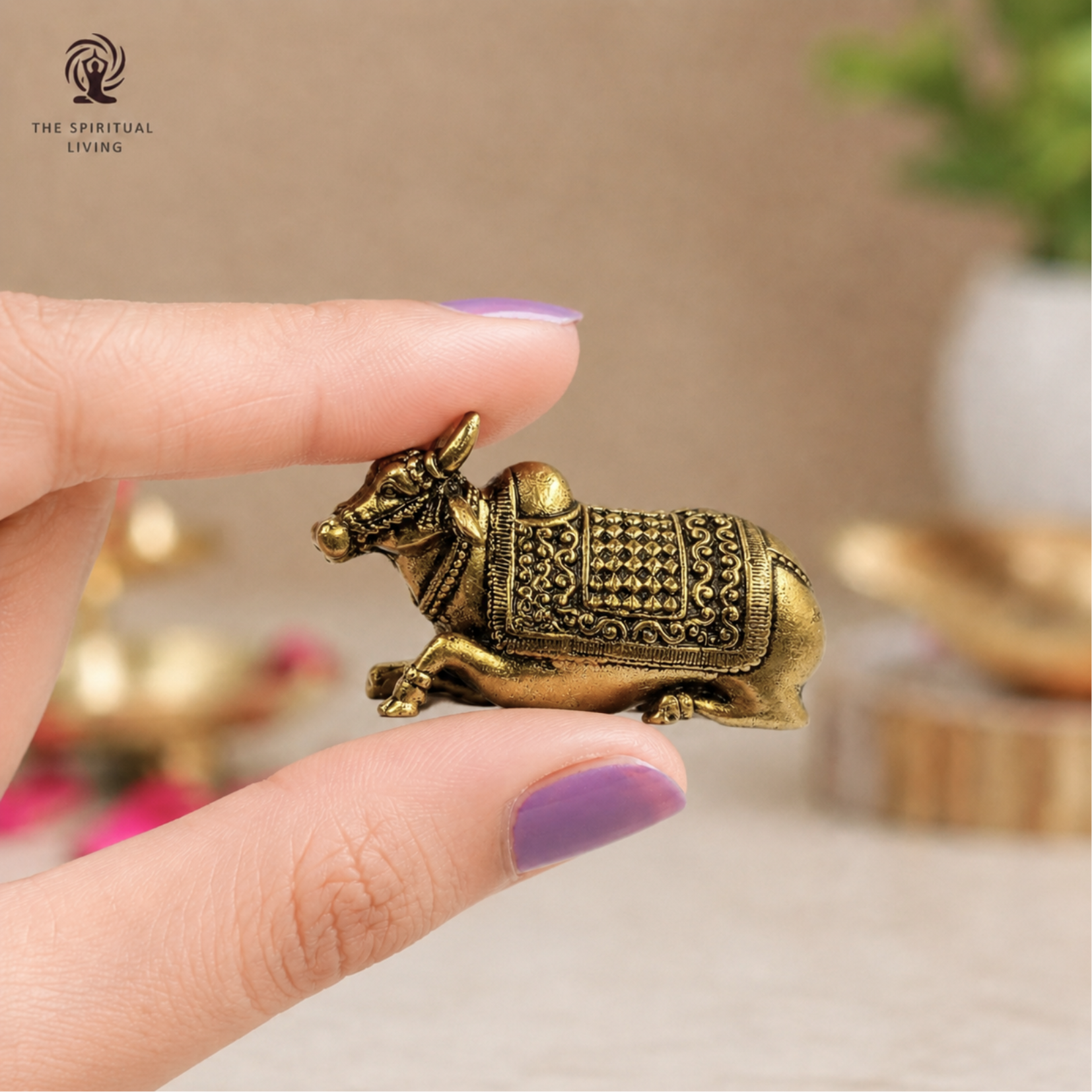 Brass Nandi Idol Miniature | 1.5 Inch | Small Size | Vastu Decor | Pital | Decorative Showpiece |
