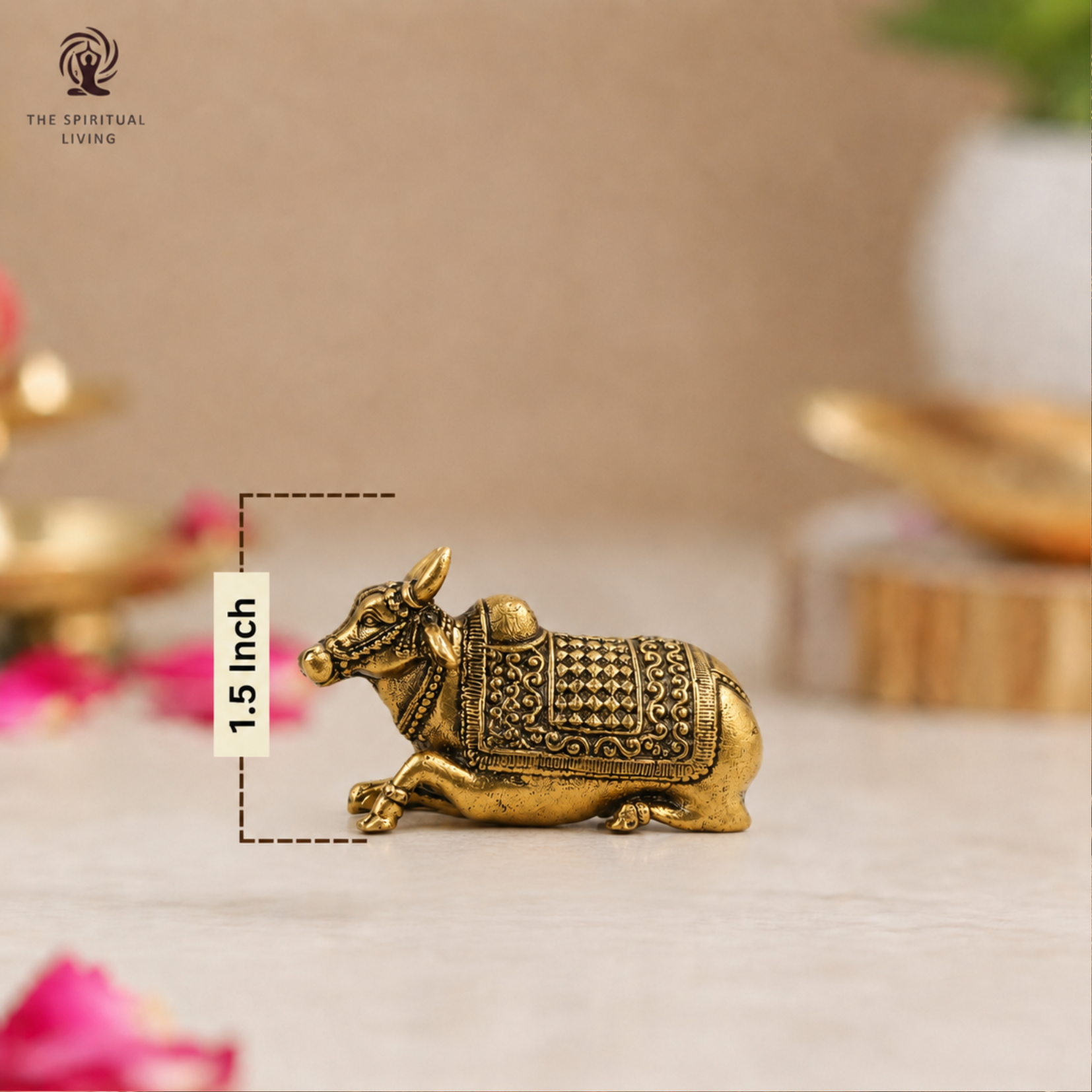 Brass Nandi Idol Miniature | 1.5 Inch | Small Size | Vastu Decor | Pital | Decorative Showpiece |