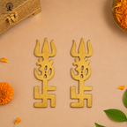 Brass Om Swastik Trishul for Main Door - 5 Inch - 2 Pcs Set