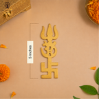 Brass Om Swastik Trishul for Main Door - 5 Inch - 2 Pcs Set