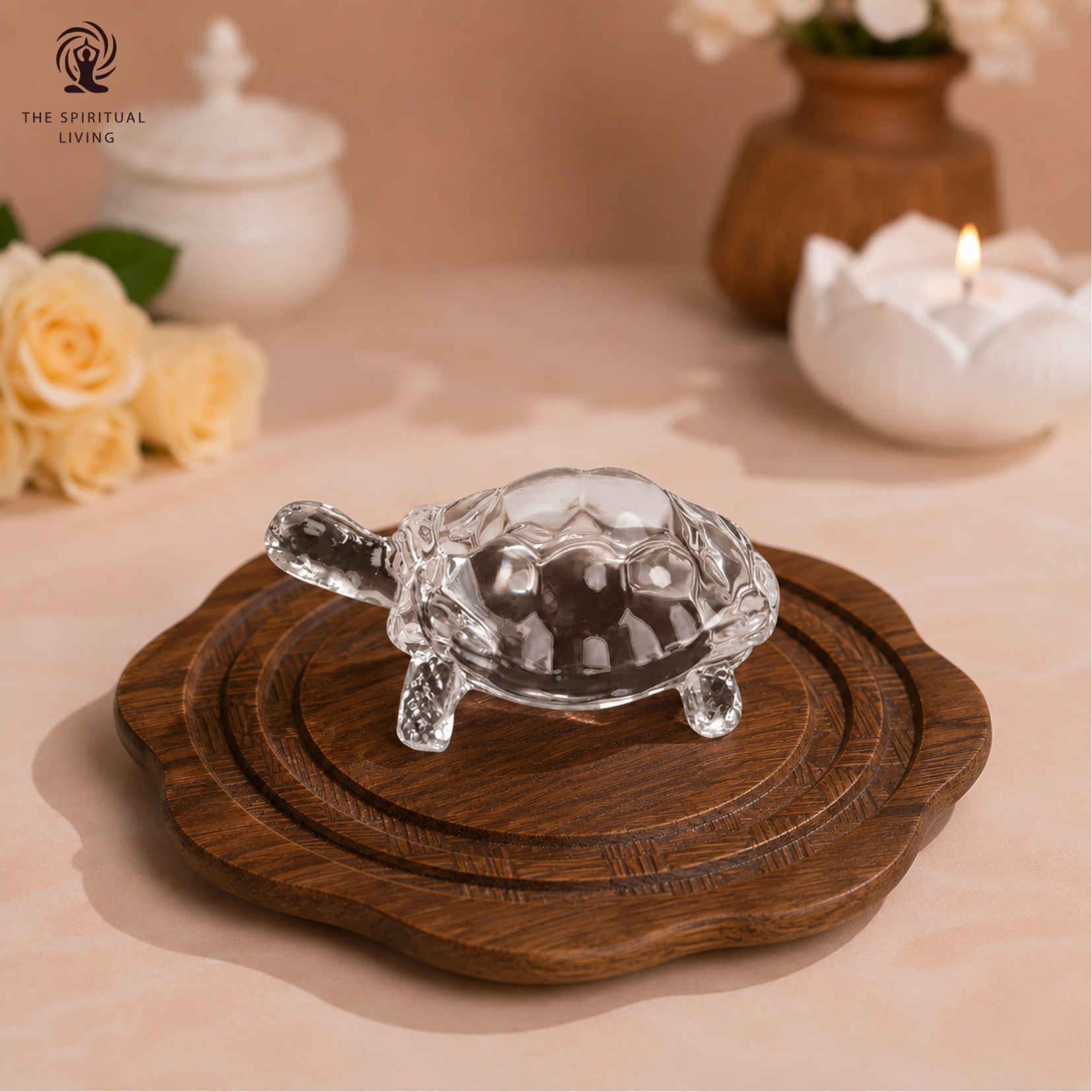 Glass Crystal Laxmi Turtle | Kachua with Plate | 4 INCH