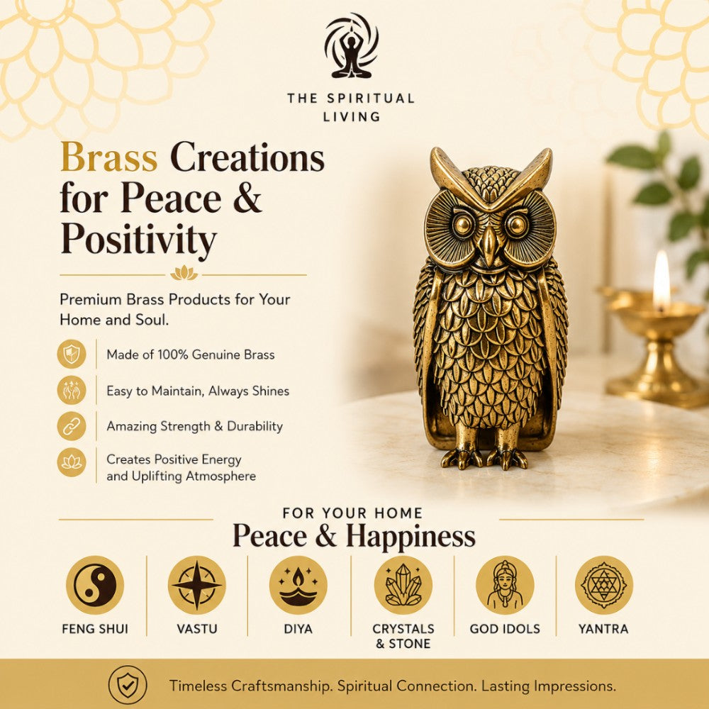 Brass Owl Statue for Good Luck - 3 Inch | Idol for Home Decor | Showpiece |