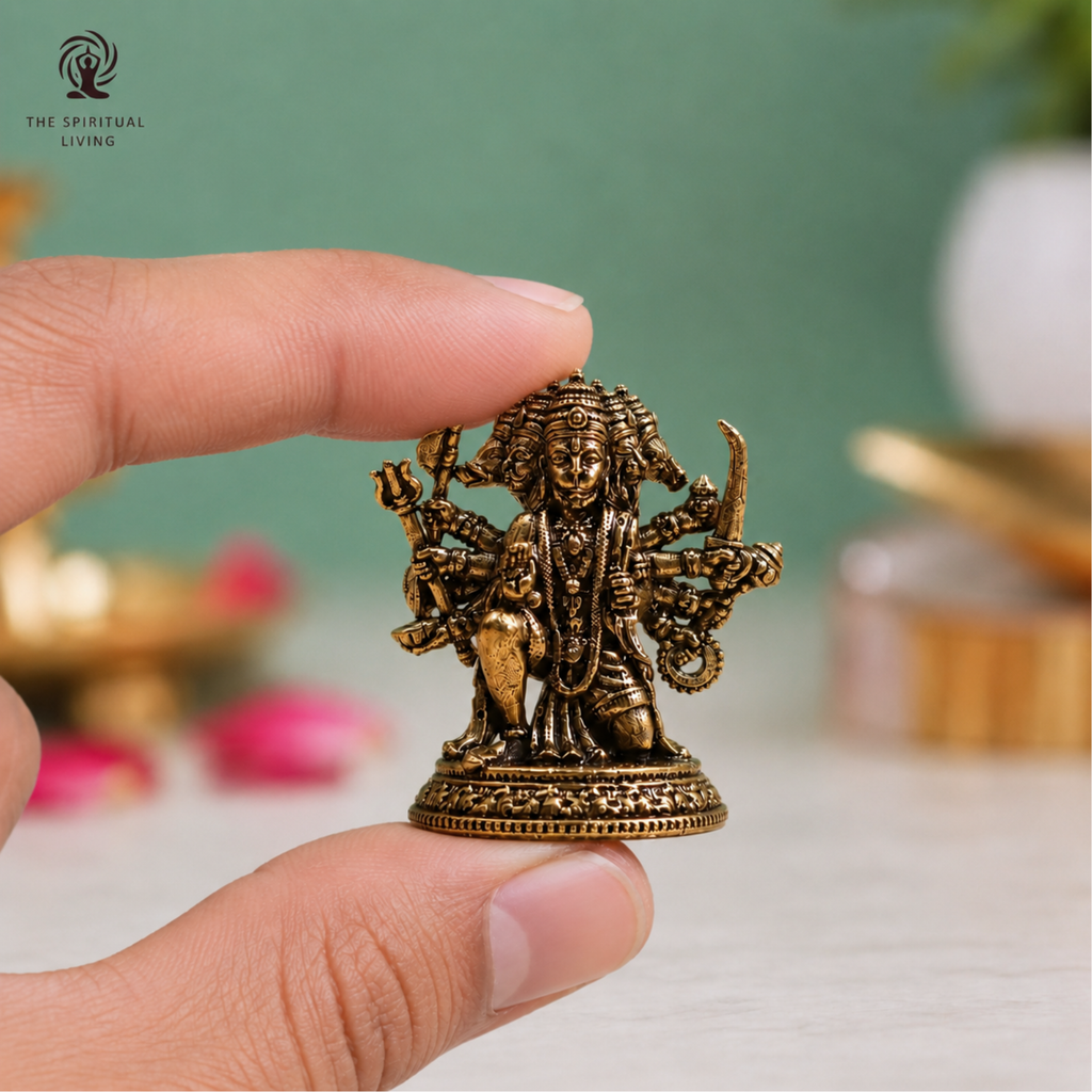 Brass Mini Panchmukhi Hanuman Idol for Car | Miniature | 1.5 Inch |  Murti | Statue |  जय श्री राम |