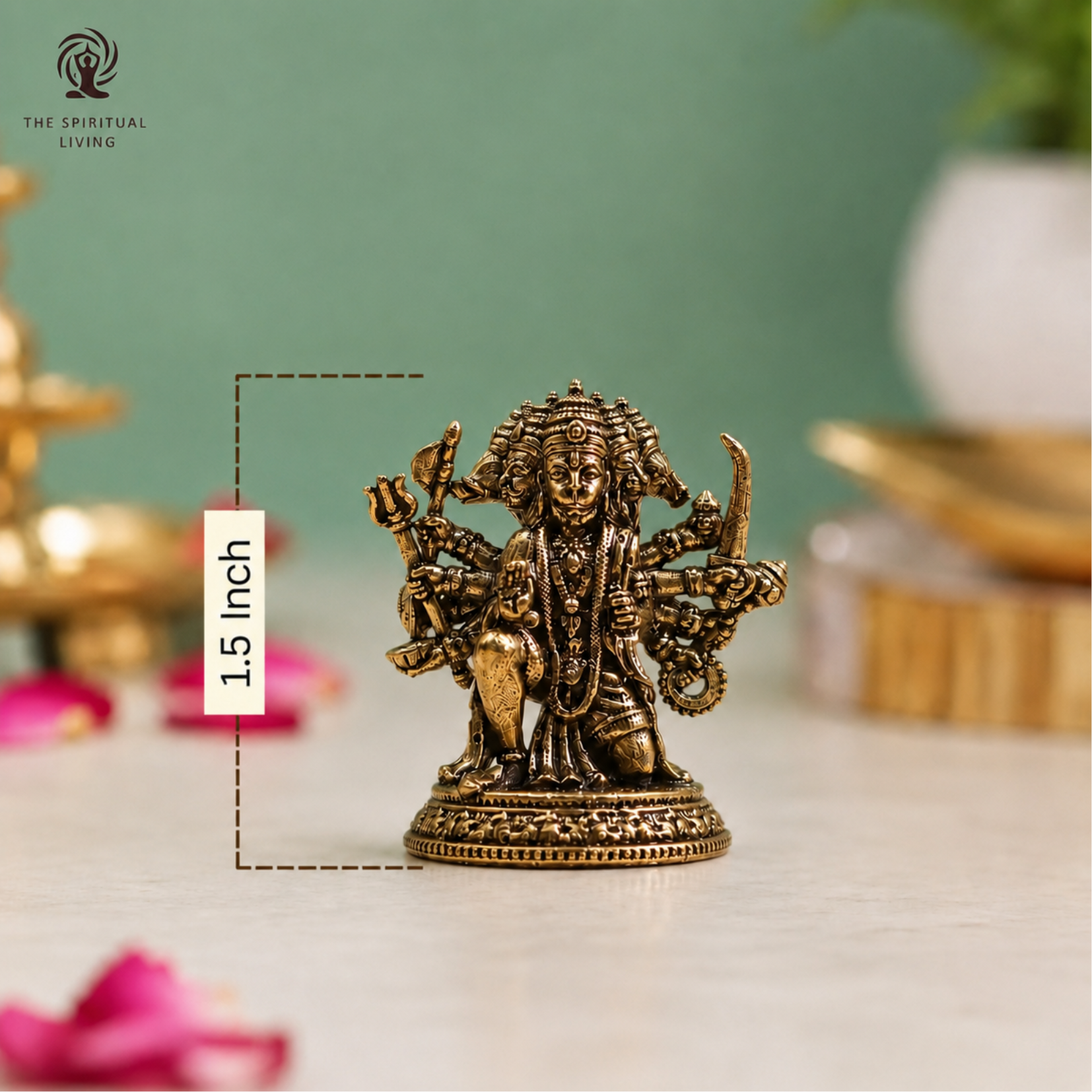 Brass Mini Panchmukhi Hanuman Idol for Car | Miniature | 1.5 Inch |  Murti | Statue |  जय श्री राम |