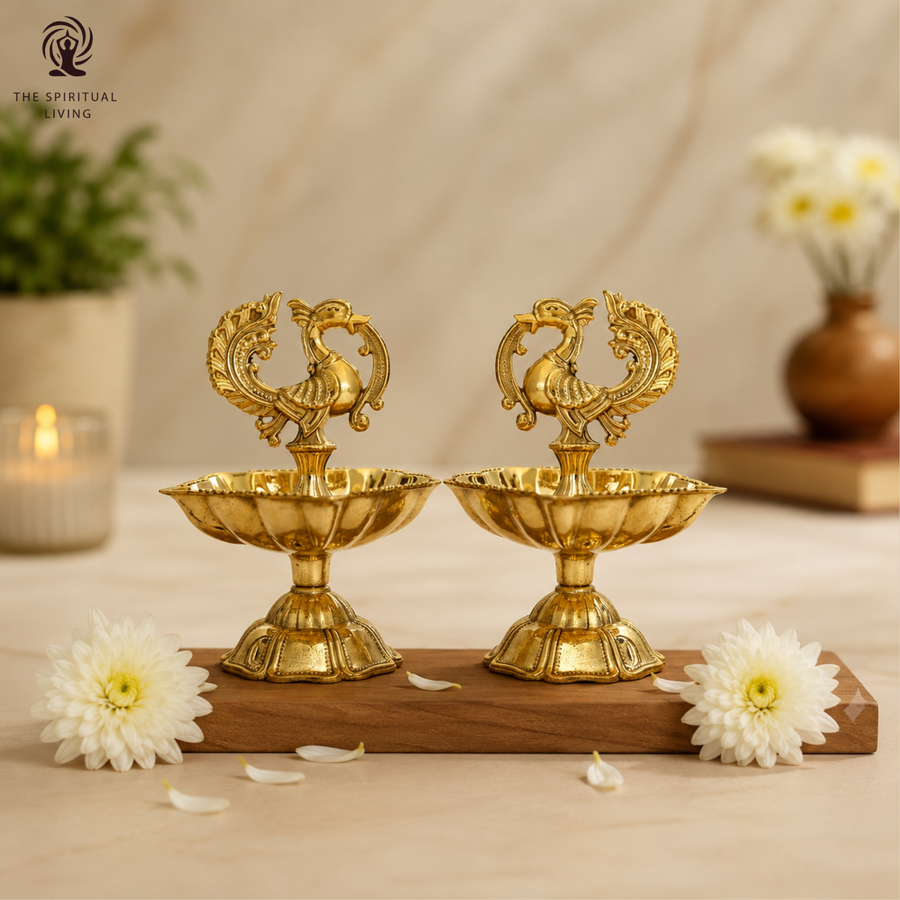 Brass Peacock Diya (3.5 Inch | Pack of 2)