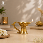 Brass Pooja Diya with Handle | 2.5 Inch | Akhand Diya |