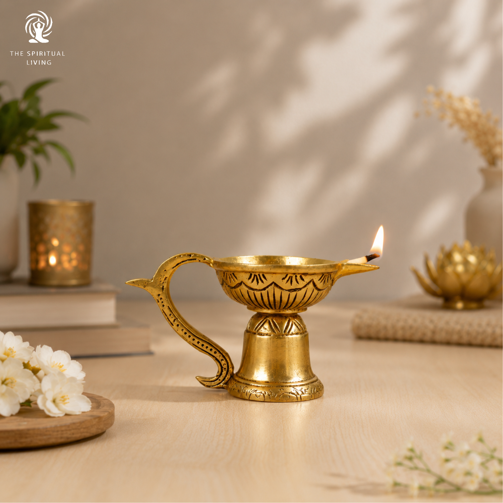 Brass Pooja Diya with Handle | 2.5 Inch | Akhand Diya |