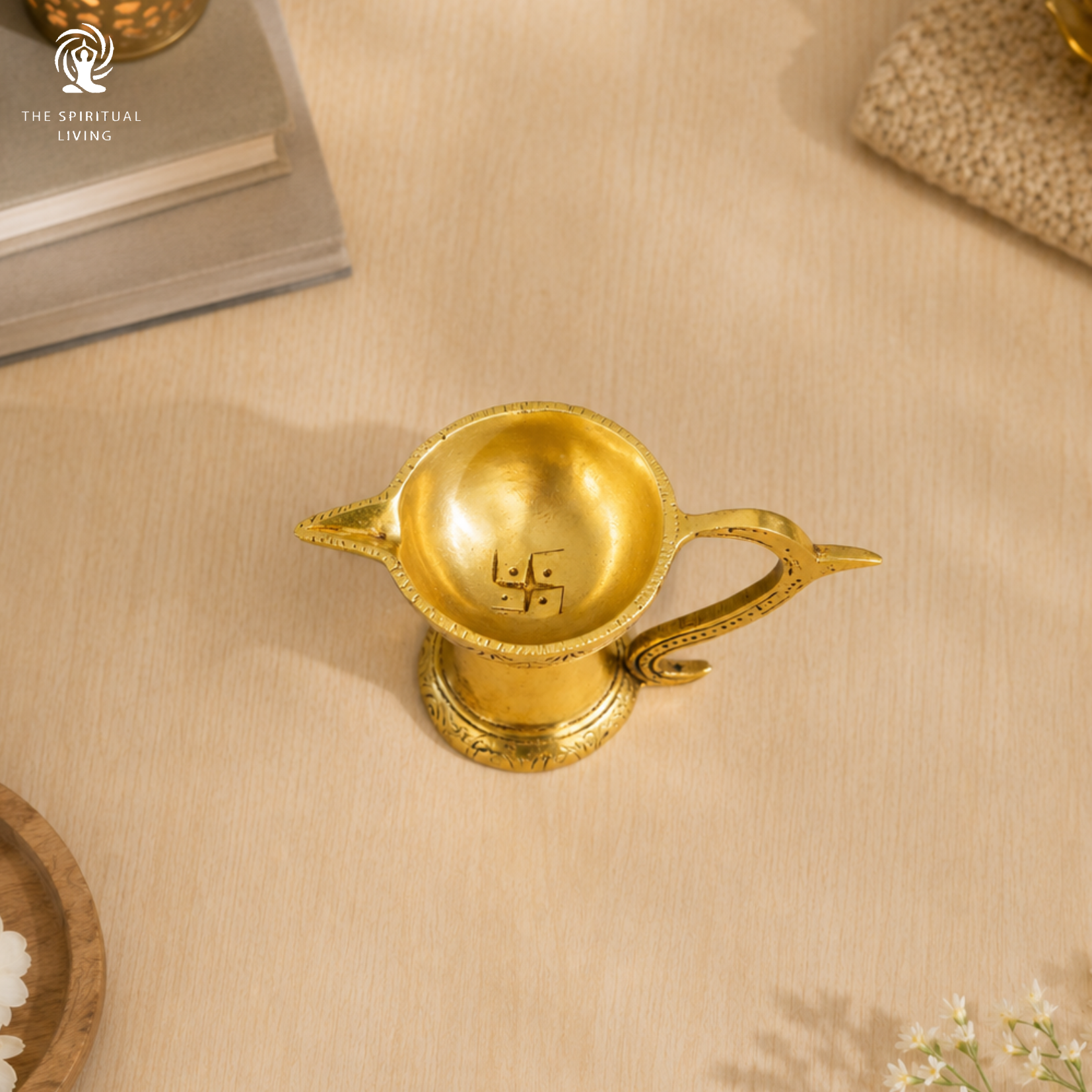 Brass Pooja Diya with Handle | 2.5 Inch | Akhand Diya |
