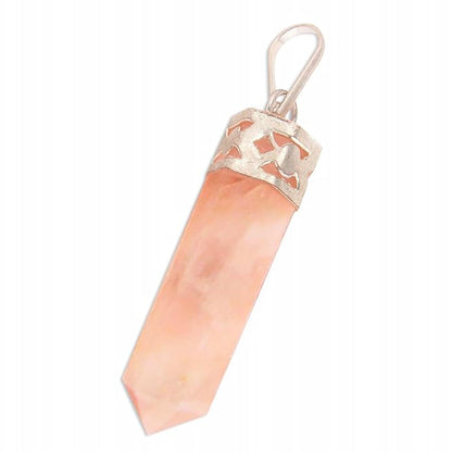 Pink Rose Quartz Crystal Pendant