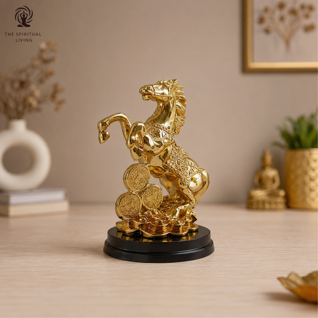 Resin Golden Horse With Uplifted Legs Standing Horse 4 INCH