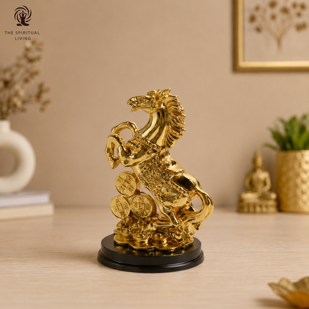 Resin Golden Horse With Uplifted Legs Standing Horse 4 INCH