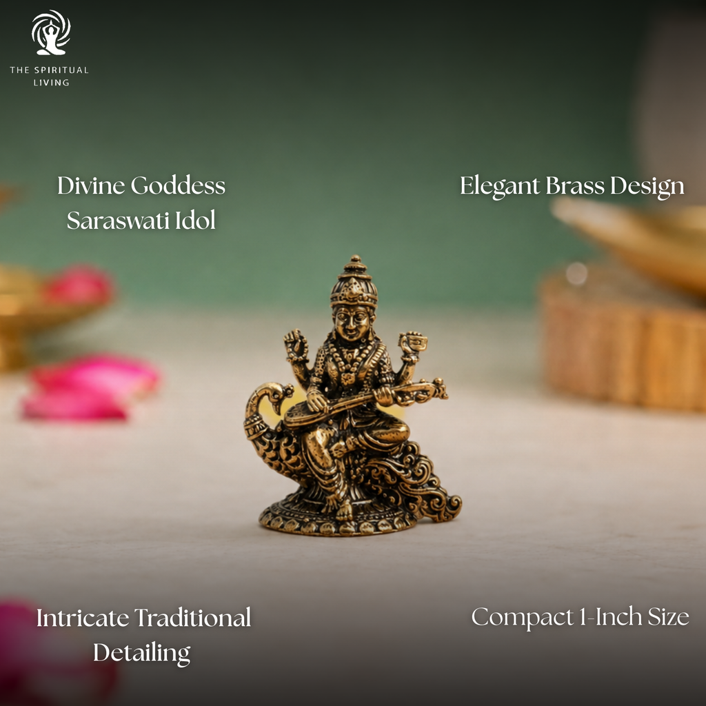 Brass Saraswati Maa Sitting On Swan | 1 Inch | Statue | Murti Miniature | Saraswathi Idol |