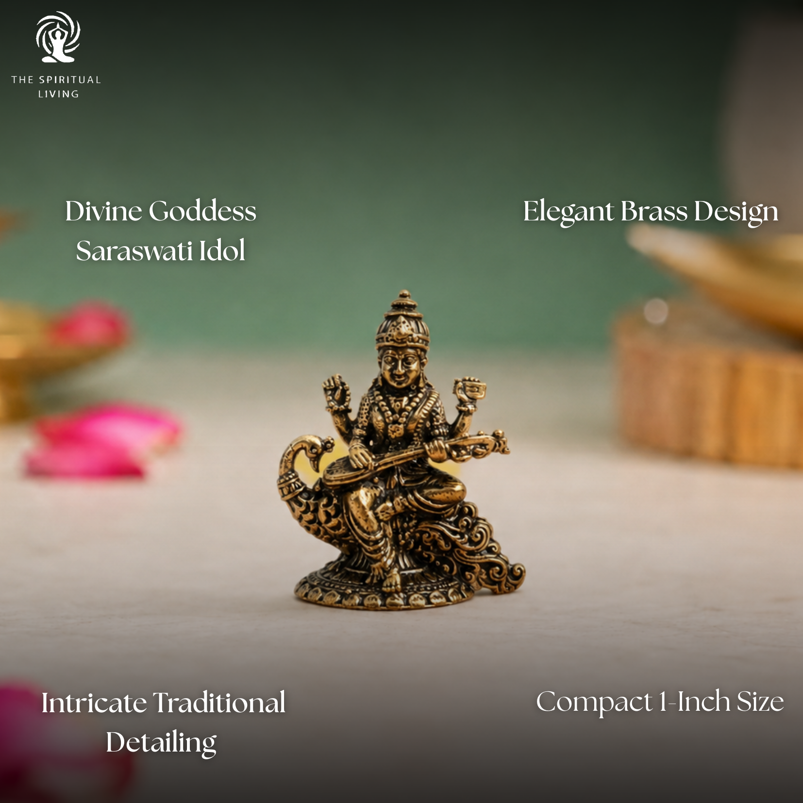 Brass Saraswati Maa Sitting On Swan | 1 Inch | Statue | Murti Miniature | Saraswathi Idol |