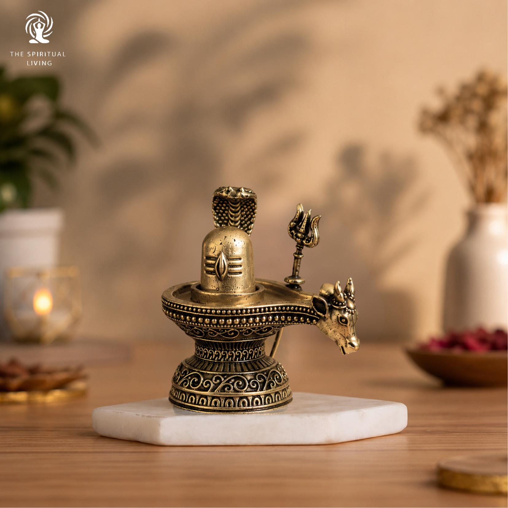 Brass Shivling with Nandi | 2.5 Inch