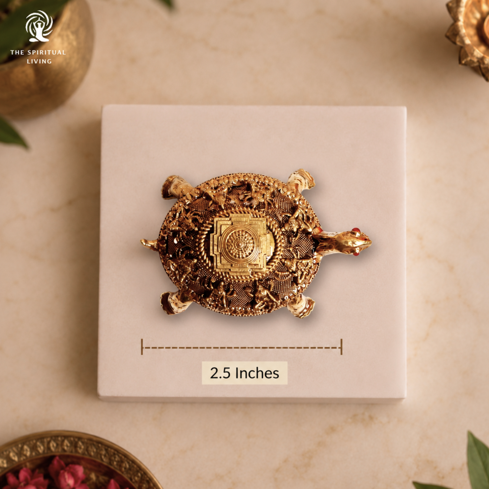 Shri Yantra On Tortoise | 2.5 Inch | वास्तु उपाय | Ashtalakshmi Kurma | Turtle | Feng Shui | Showpiece for Prosperity |