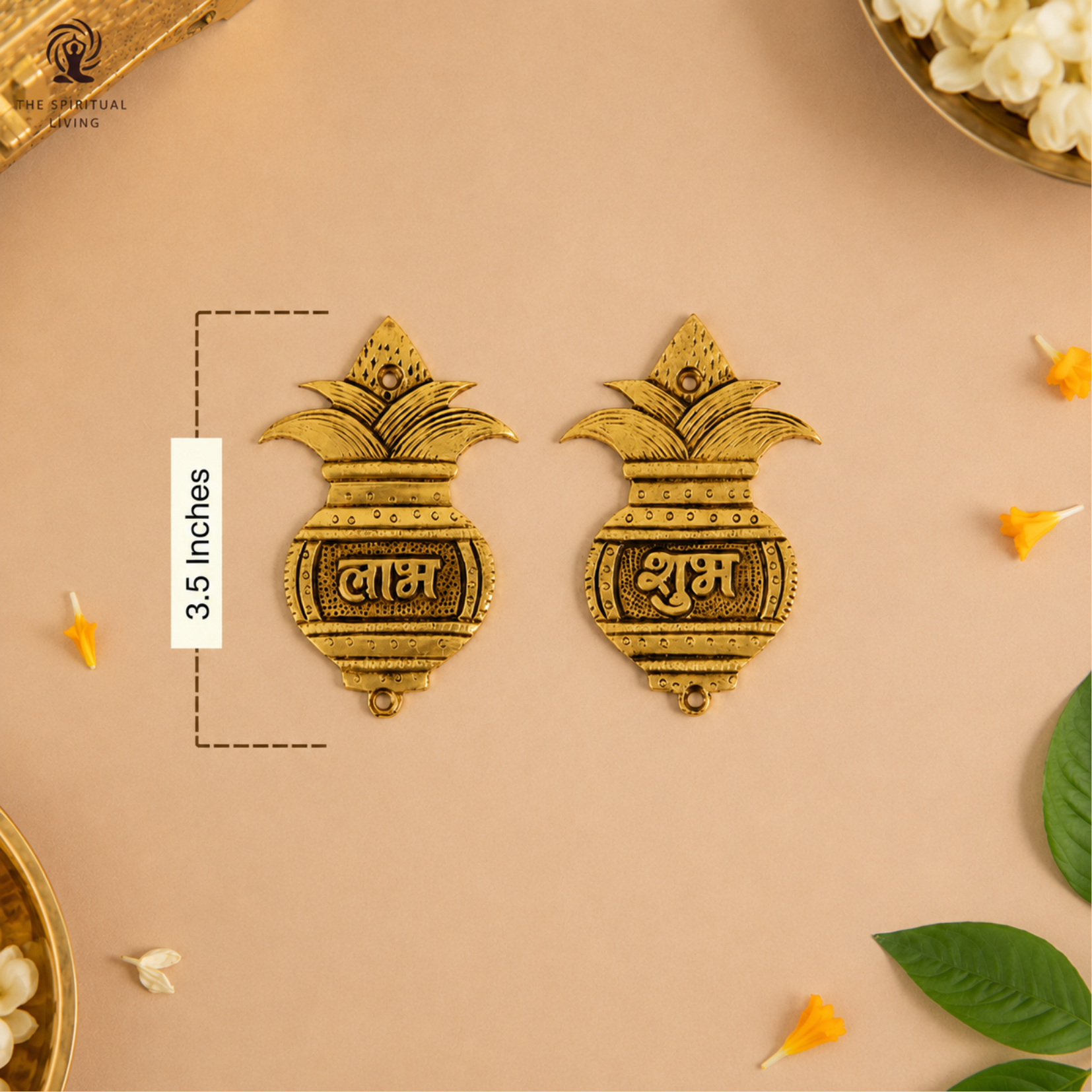 Brass Kalash Shubh Labh Hanging - 3.5 Inch