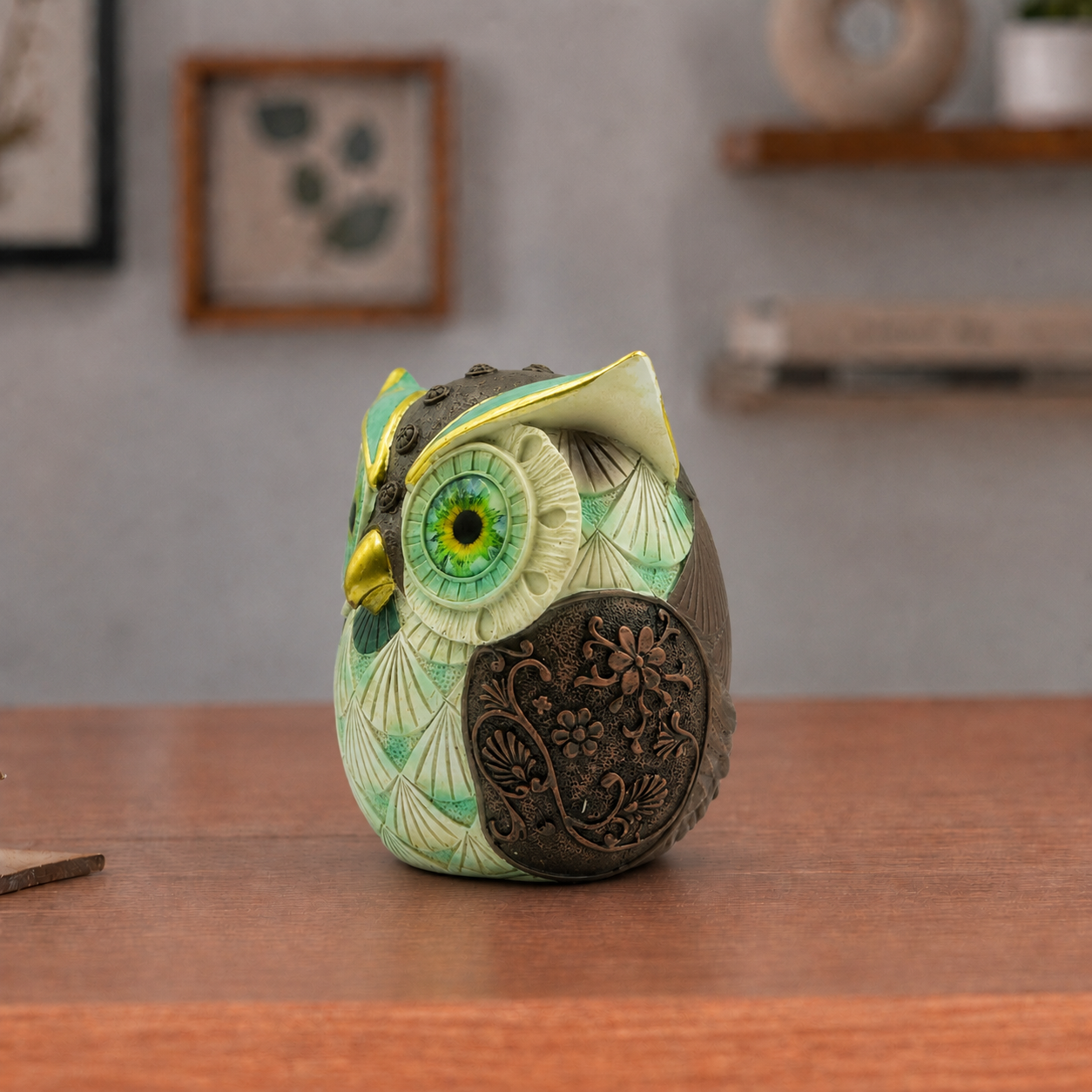 Premuim Green Owl Statue for Good Luck I 4.5 Inch |  उल्लू | Figurine | Showpiece |