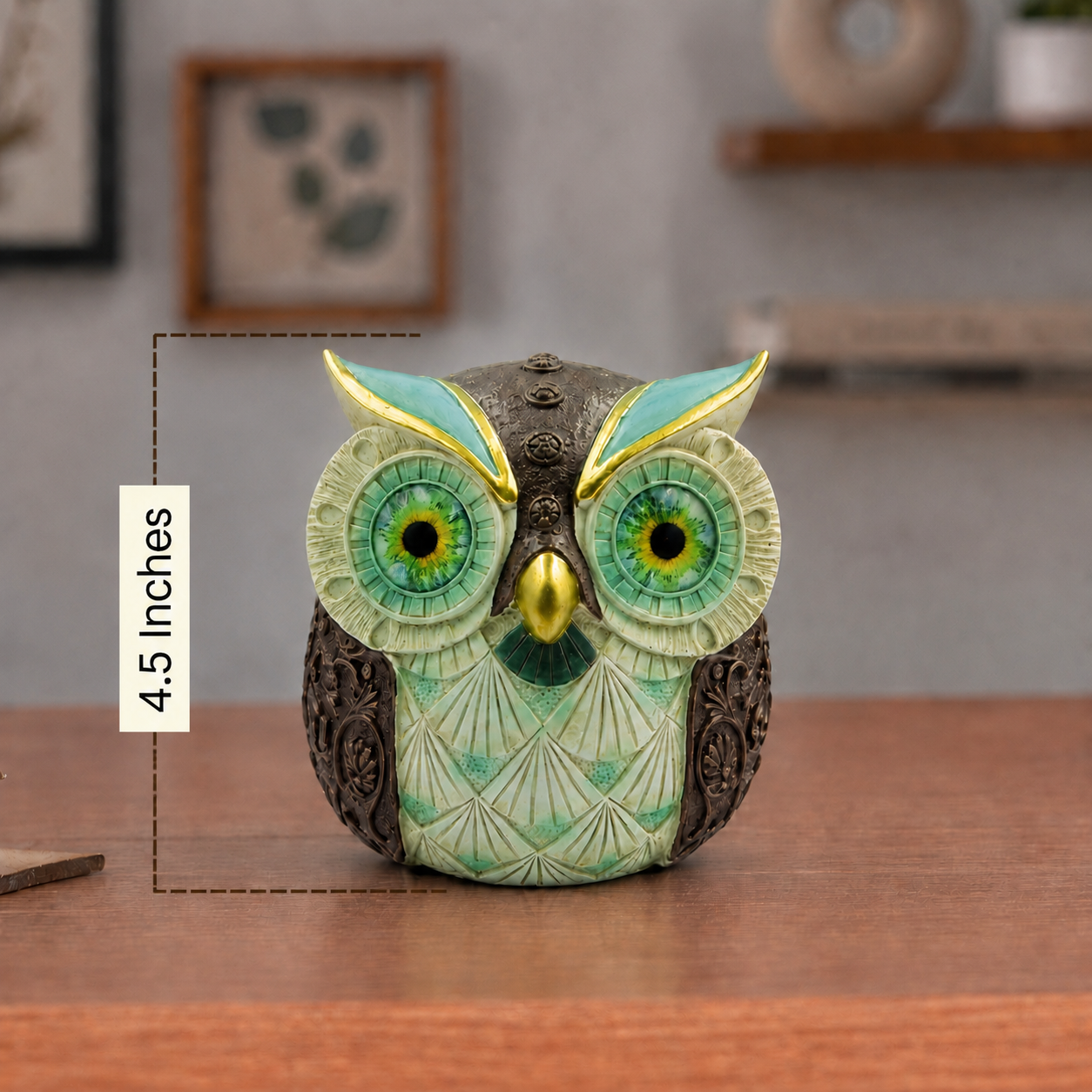 Premuim Green Owl Statue for Good Luck I 4.5 Inch |  उल्लू | Figurine | Showpiece |