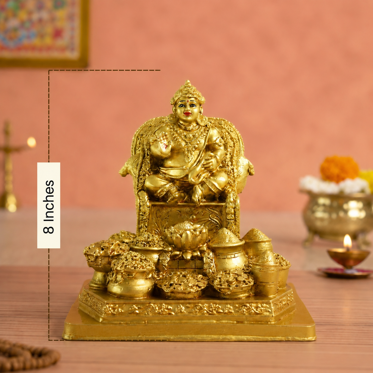 Resin Kuber Ji Ki Murti | 8 Inch | Kubera Idol |