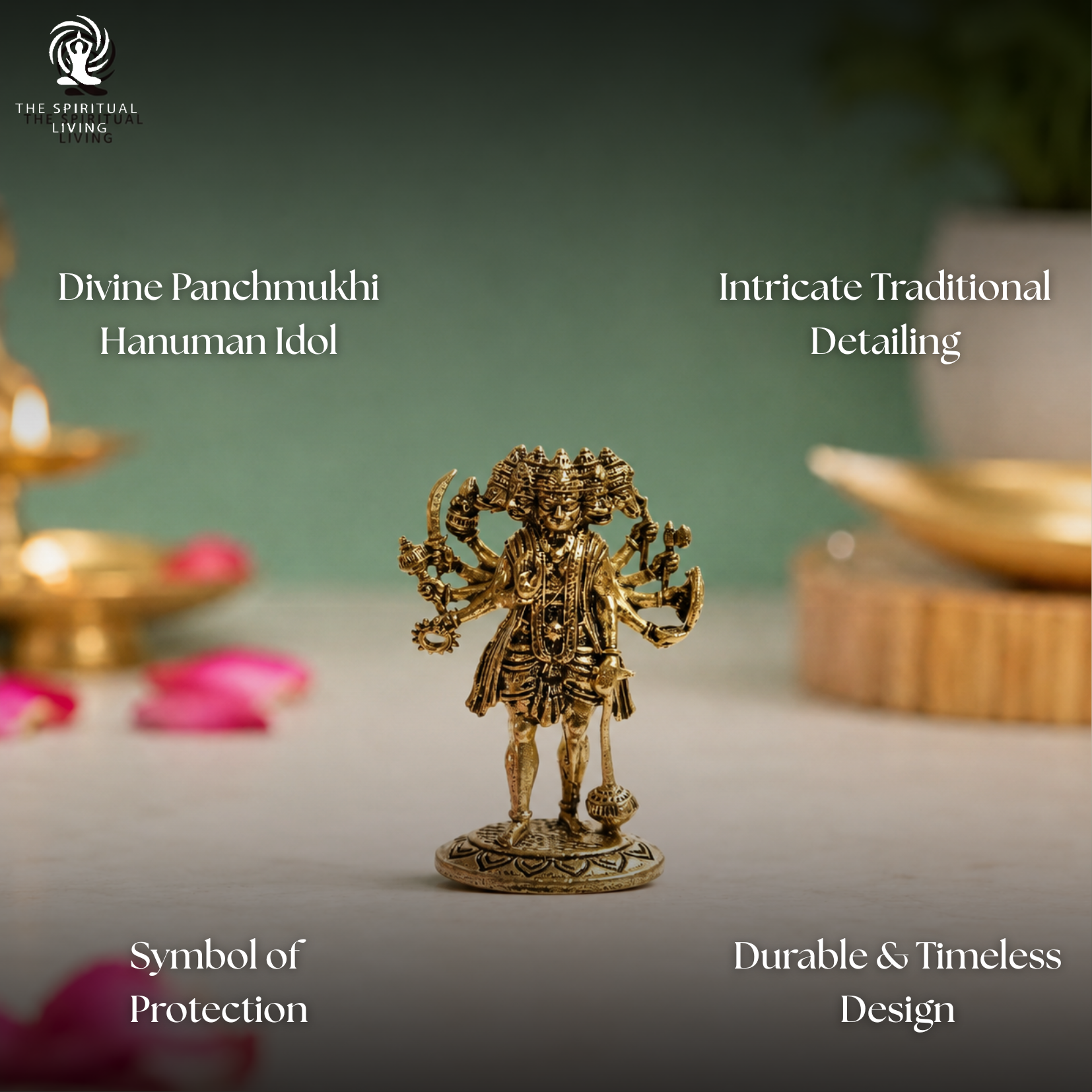 Brass Panchmukhi Hanuman Miniature | 1.5 Inch | Small | Hanuman Ji | जय श्री राम |