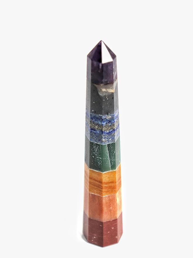 Selenite Seven Chakra Stone Crystal Wand