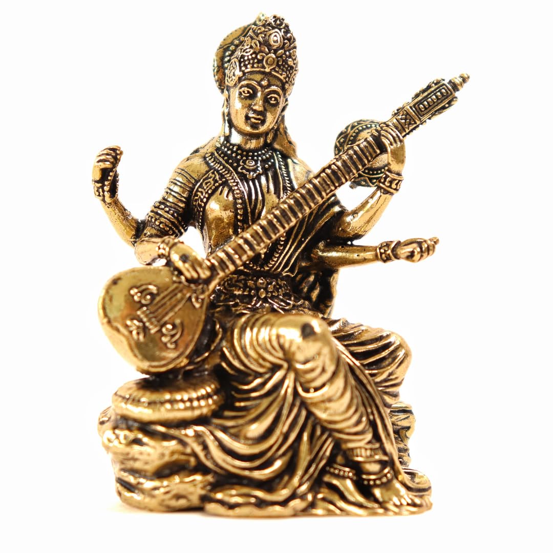 Brass Saraswati Ji Murti - 3 Inch