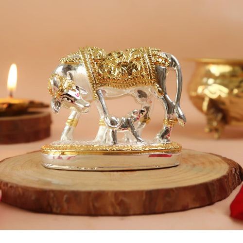 Kamdhenu Cow with Calf Idol - 2.5 Inch