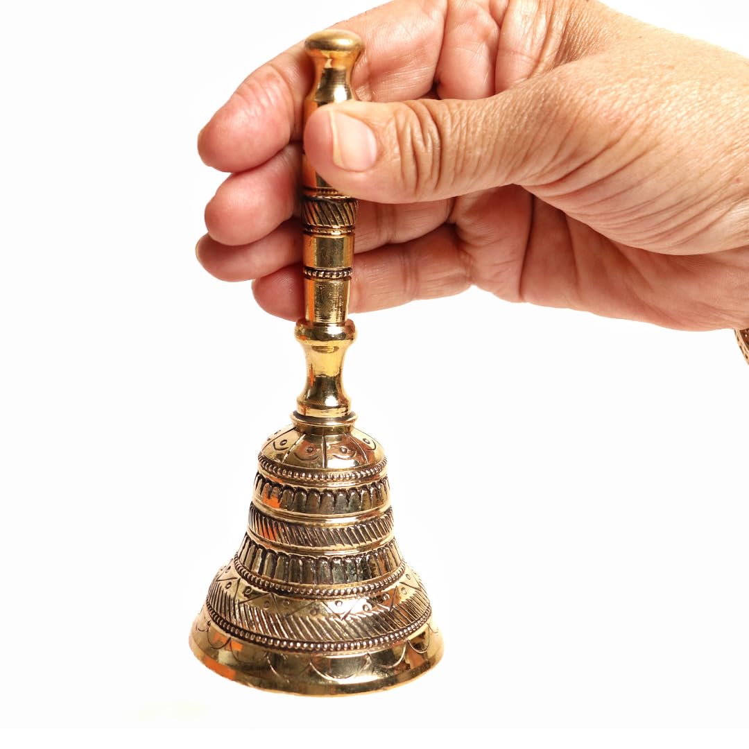 Brass Pooja Hand Bell - 5.5 Inch