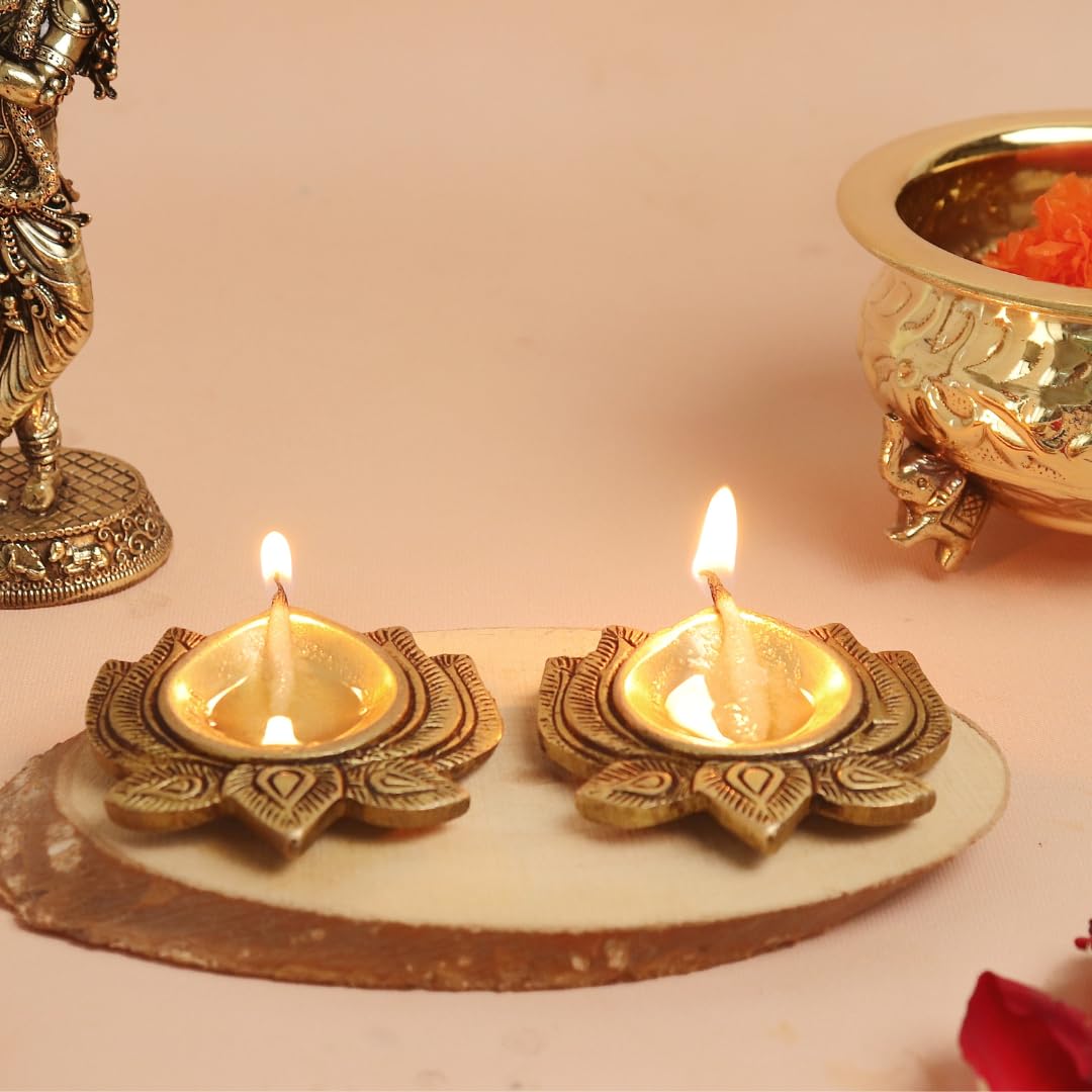 Brass Flower Diya - 2.5 Inch