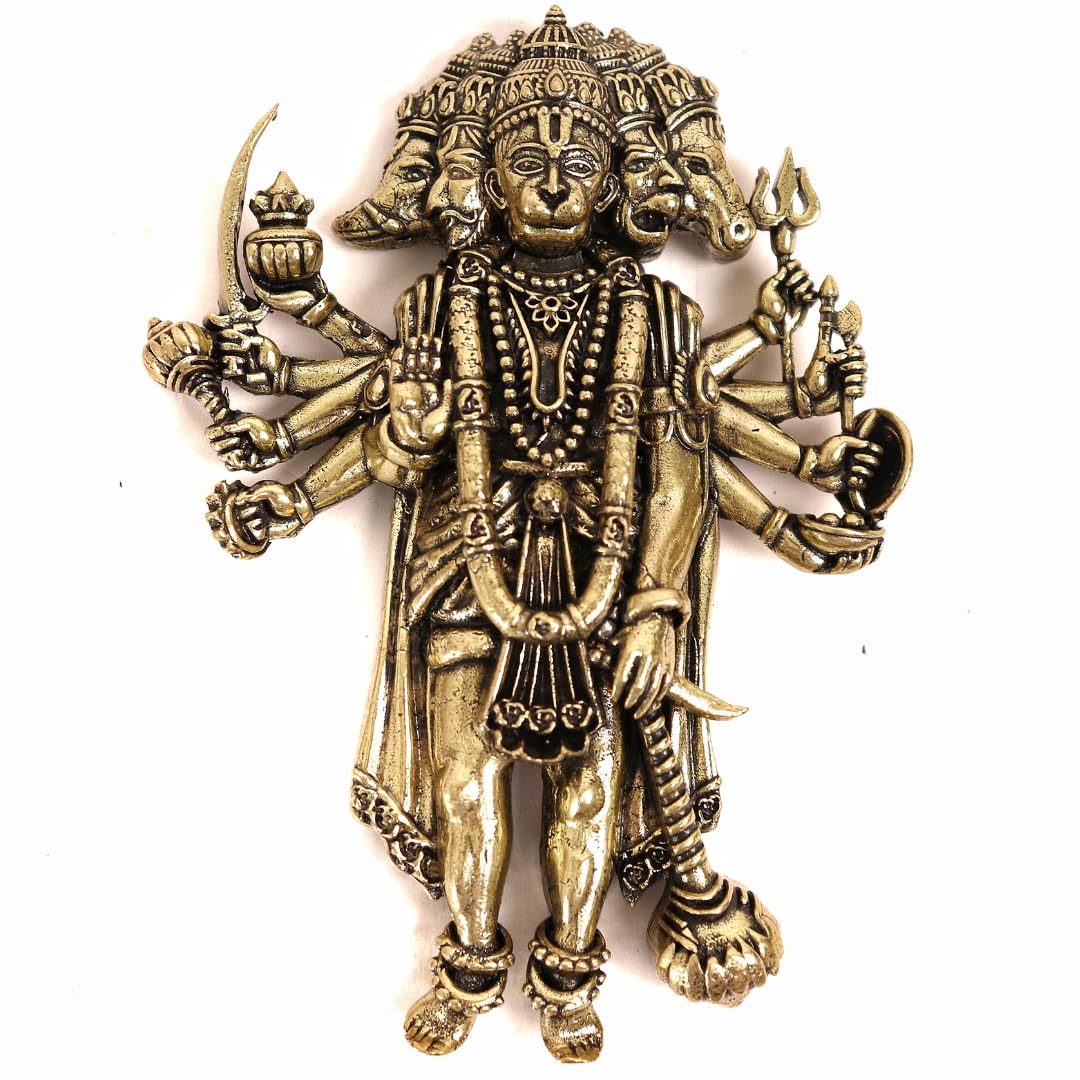 Brass Panchmukhi Hanuman for Door Entrance - 4 Inch