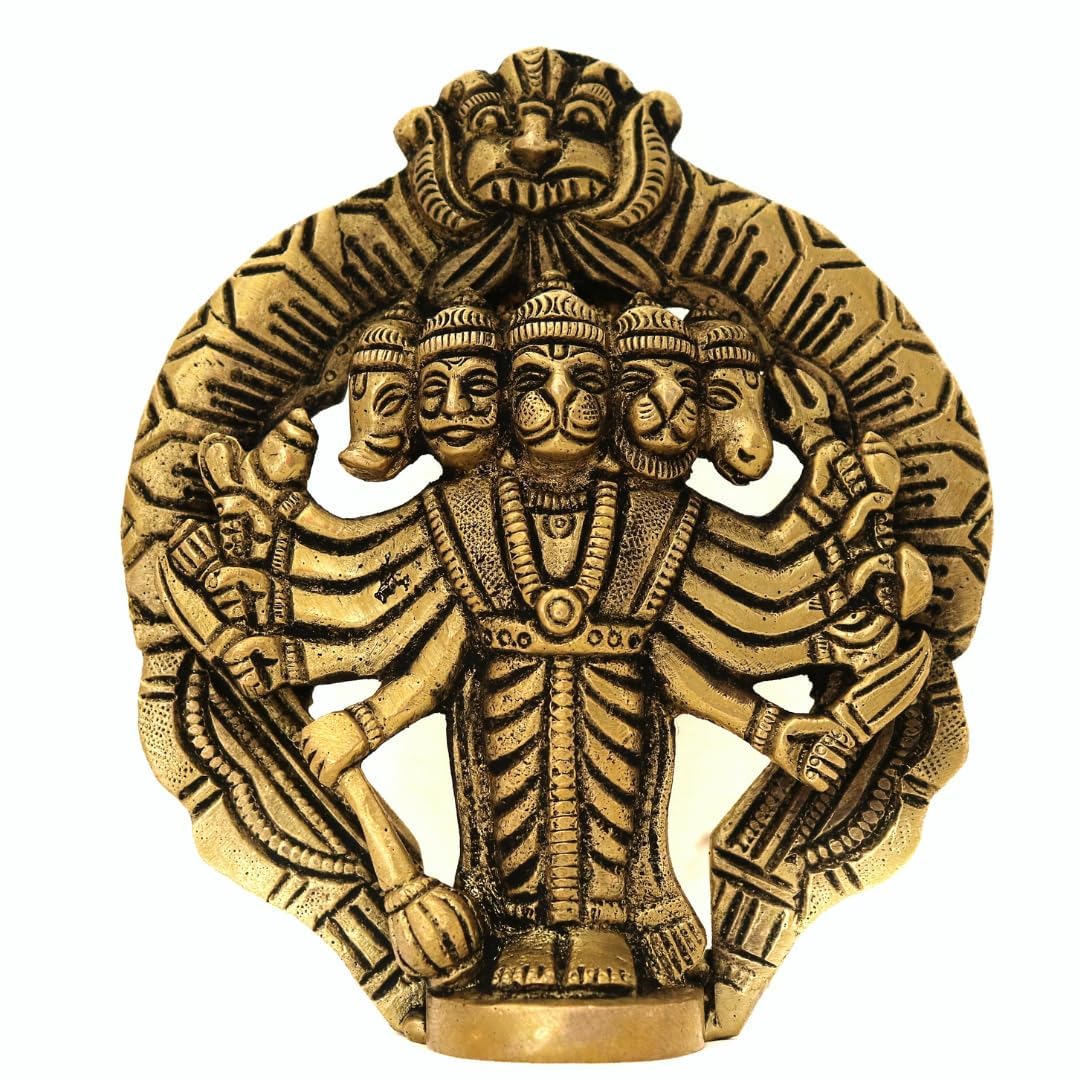 Brass Panchmukhi Hanuman for Door Entrance - 4 Inch