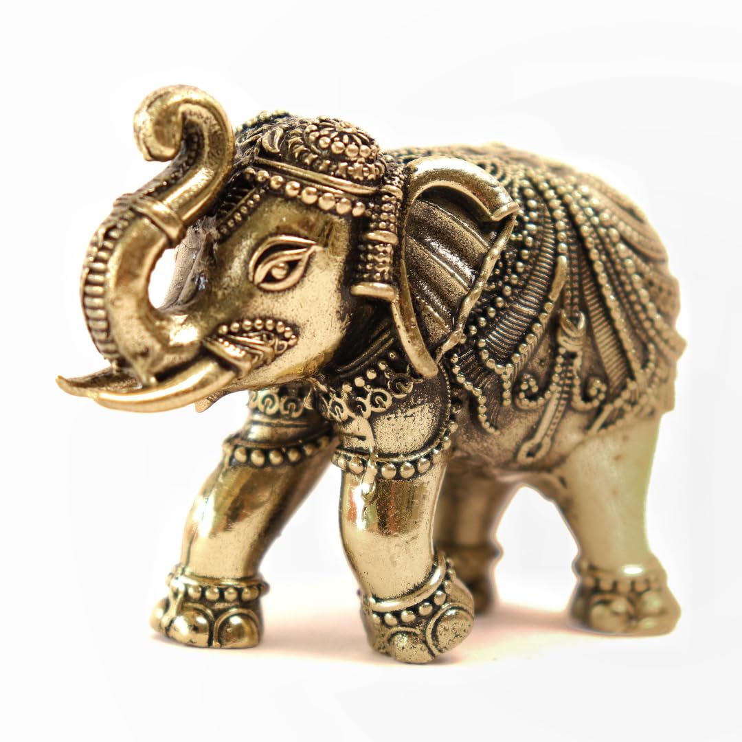 Brass Elephants Idols Pair - 2.5 Inch - 2 Pcs