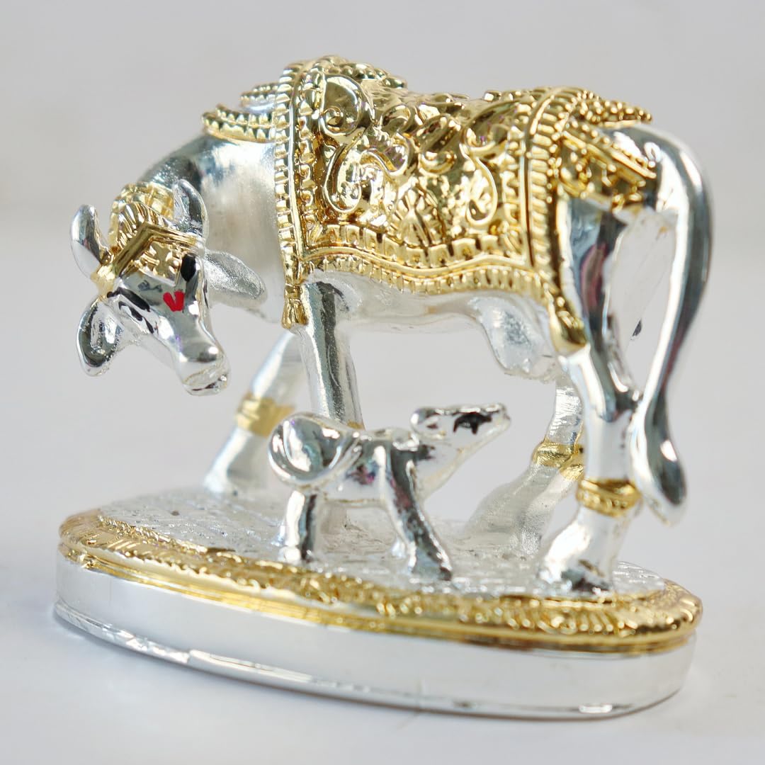 Kamdhenu Cow with Calf Idol - 2.5 Inch