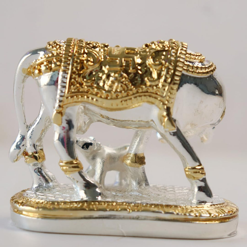 Kamdhenu Cow with Calf Idol - 2.5 Inch