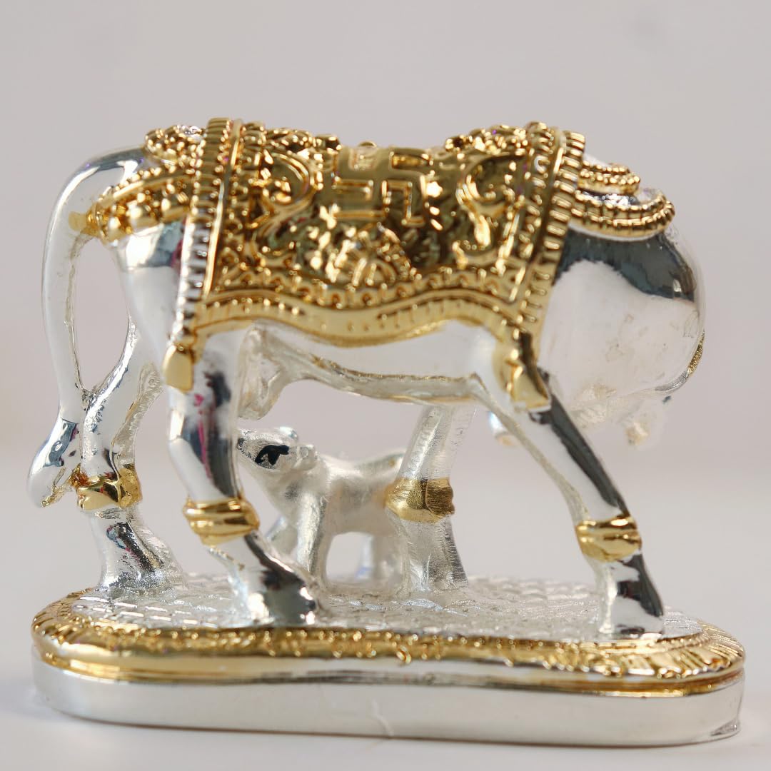 Kamdhenu Cow with Calf Idol - 2.5 Inch