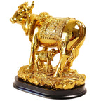 Gold Plated Kamdhenu Cow with Calf - 6 INCH