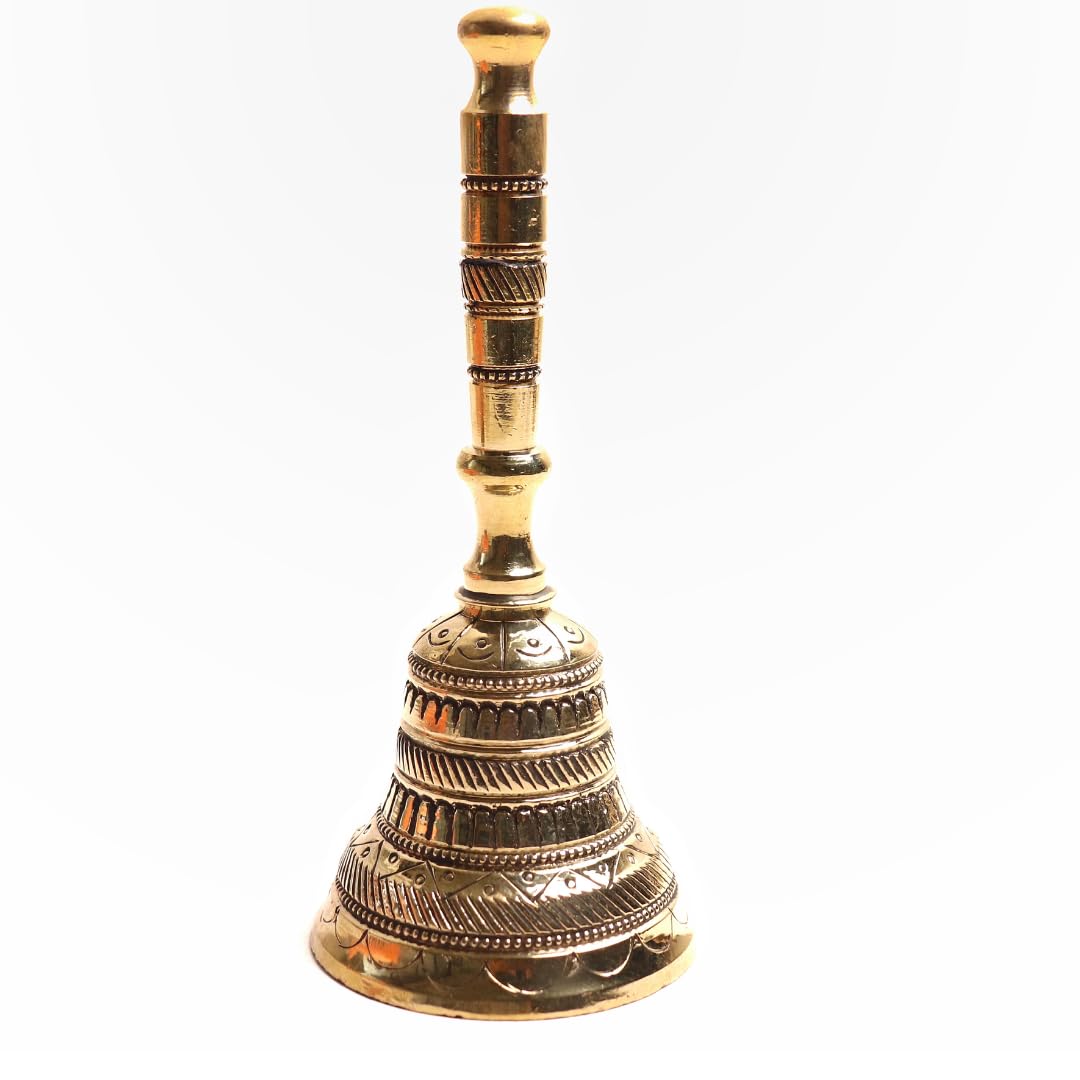Brass Pooja Hand Bell - 5.5 Inch