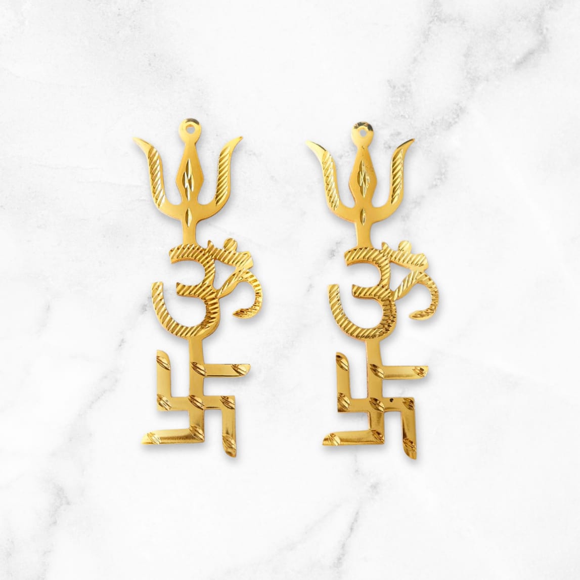 Brass Swastik Om Trishul Trishakti Yantra 5 Inch