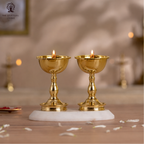 Brass Udupi Nanda Akhand Jyoth Diya | (Pack of 2) | Kuthu Vilakku | Diya Stand | Diwali Gift Items |