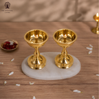 Brass Udupi Nanda Akhand Jyoth Diya | (Pack of 2) | Kuthu Vilakku | Diya Stand | Diwali Gift Items |