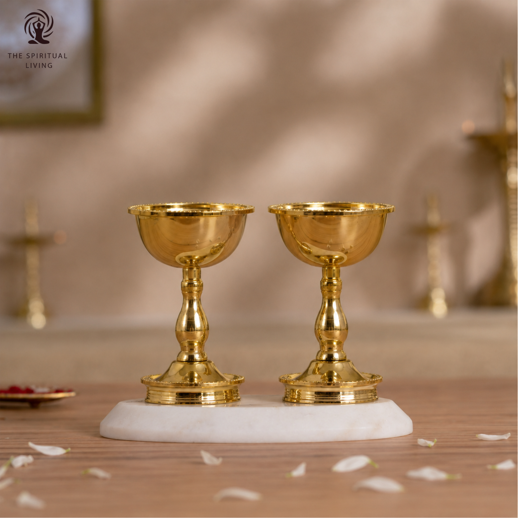 Brass Udupi Nanda Akhand Jyoth Diya | (Pack of 2) | Kuthu Vilakku | Diya Stand | Diwali Gift Items |