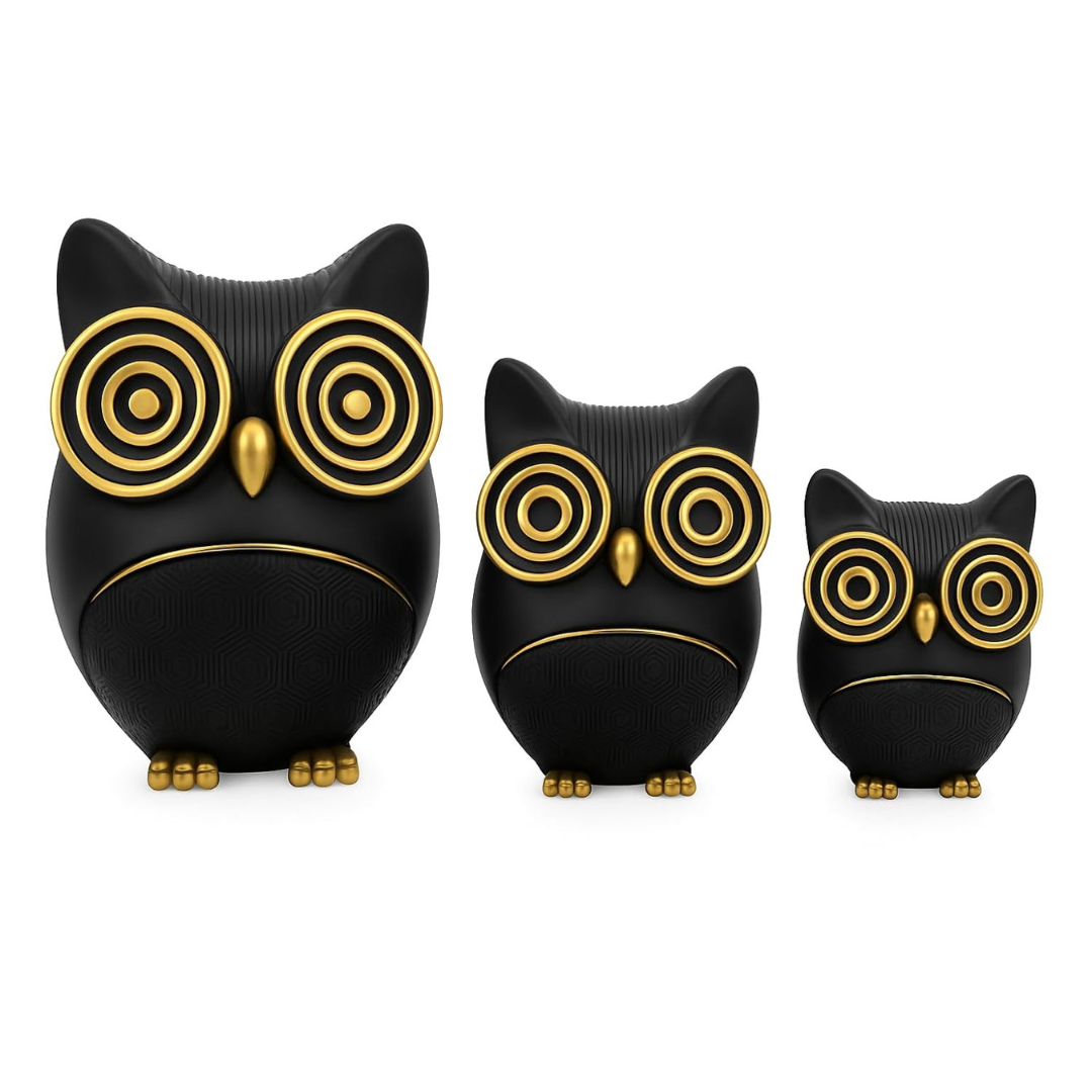 Owl Statue for Good Luck - Set of 3