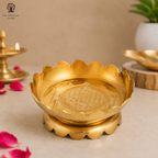 Brass Shree Yantra Lotus Stand | 4 Inch |Sri Yantra Plate for Puja |Lotus Chowki | Pooja Accessories |Diwali |